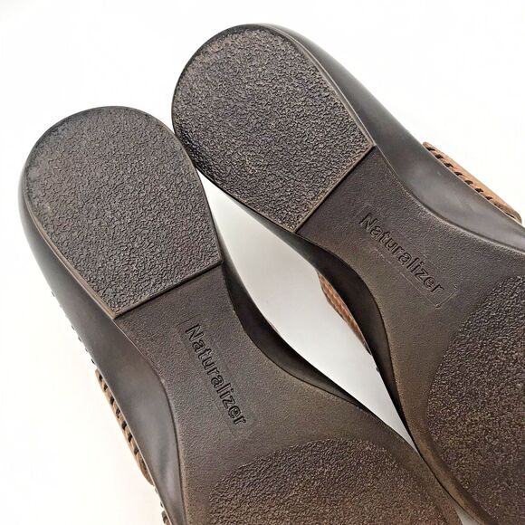 Naturalizer Risco Comfy Leather Slides Women's 8.5 Tan Open Toe Wedge Sandals - Picture 10 of 10